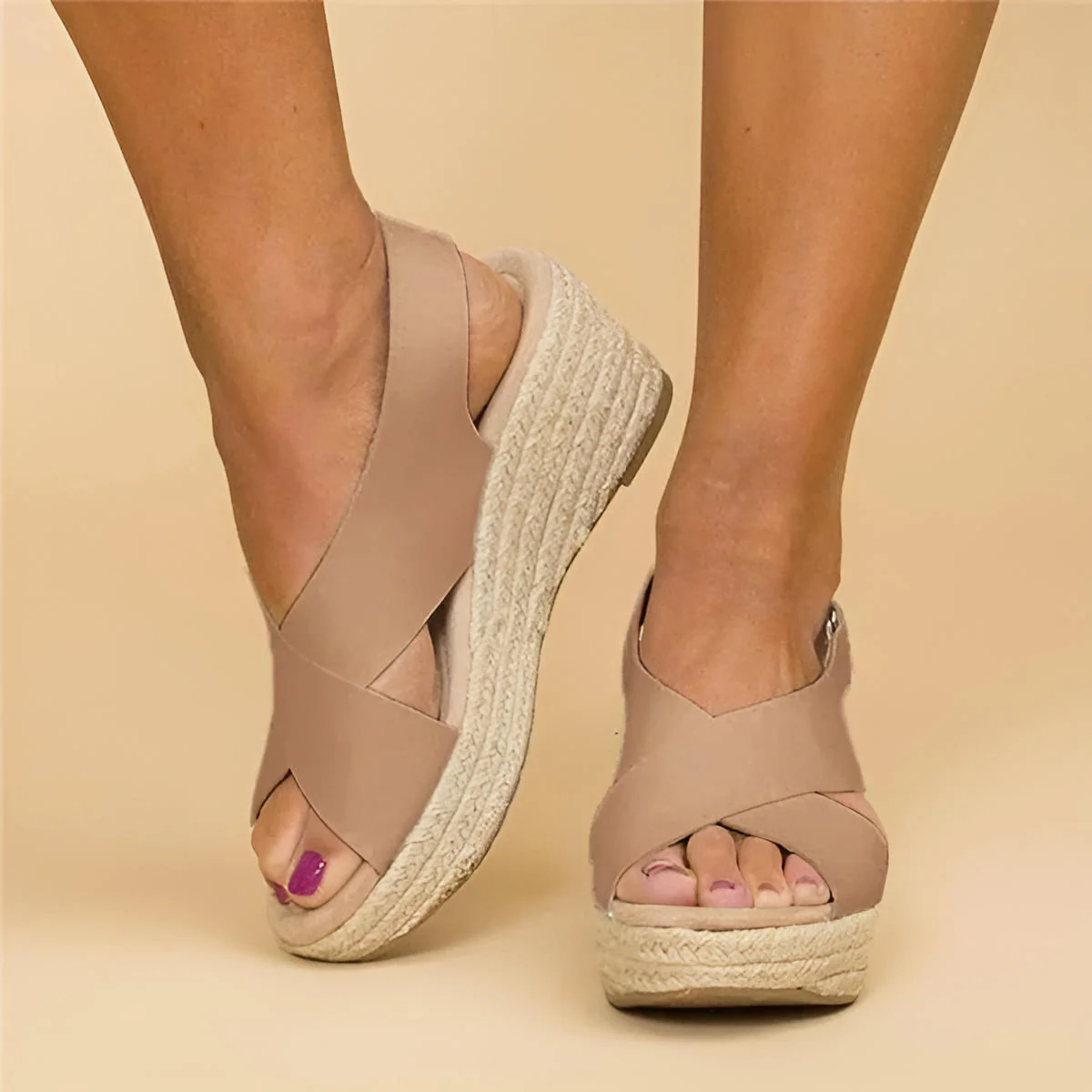 Elara Leather Espadrille Wedges
