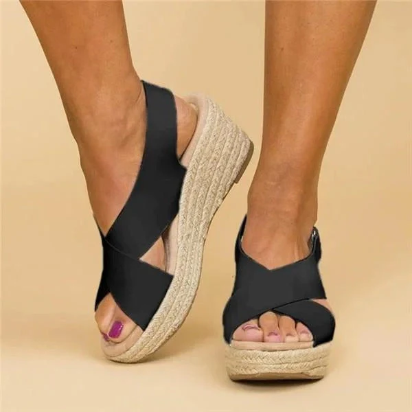 Elara Leather Espadrille Wedges - Image 2