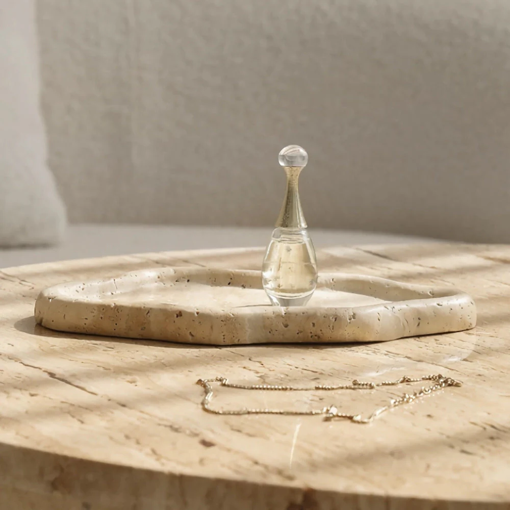 Minimalist Organic Stone Jewelry Tray With organic Texture